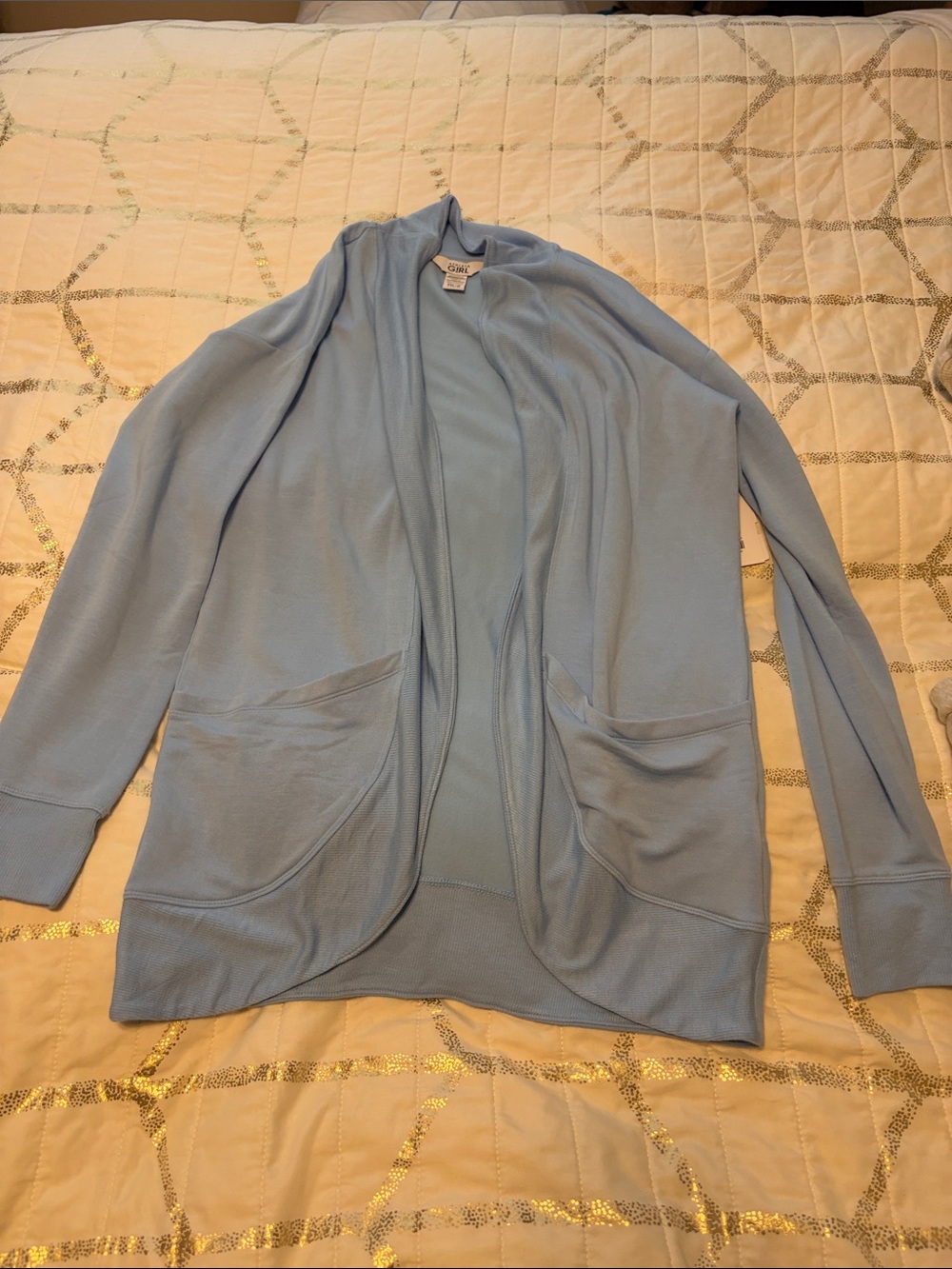Athleta Girl Open-Front Draped Robes - Light Blue & Heather Gray